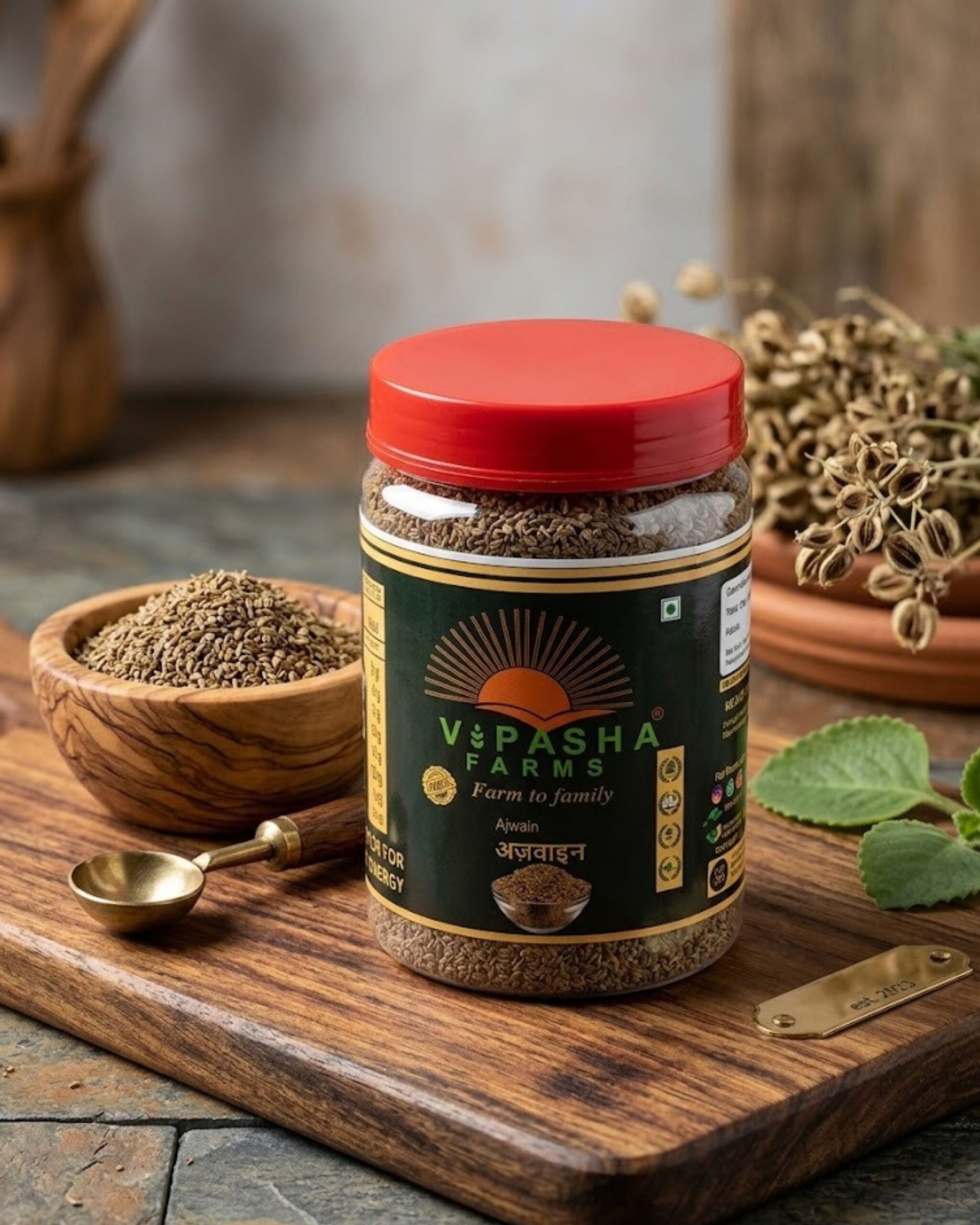 Vipasha Farms Premium Ajwain – Pure & Aromatic Carom Seeds 250gm