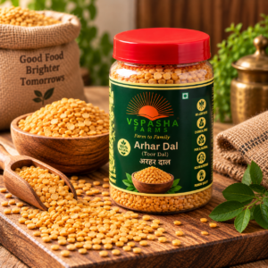 Vspasha Farms Arhar Dal (Toor Dal) | Premium Quality Split Pigeon Peas | 100% Natural | Pure & Fresh | No Additives | Ideal for Everyday Cooking 500Gm