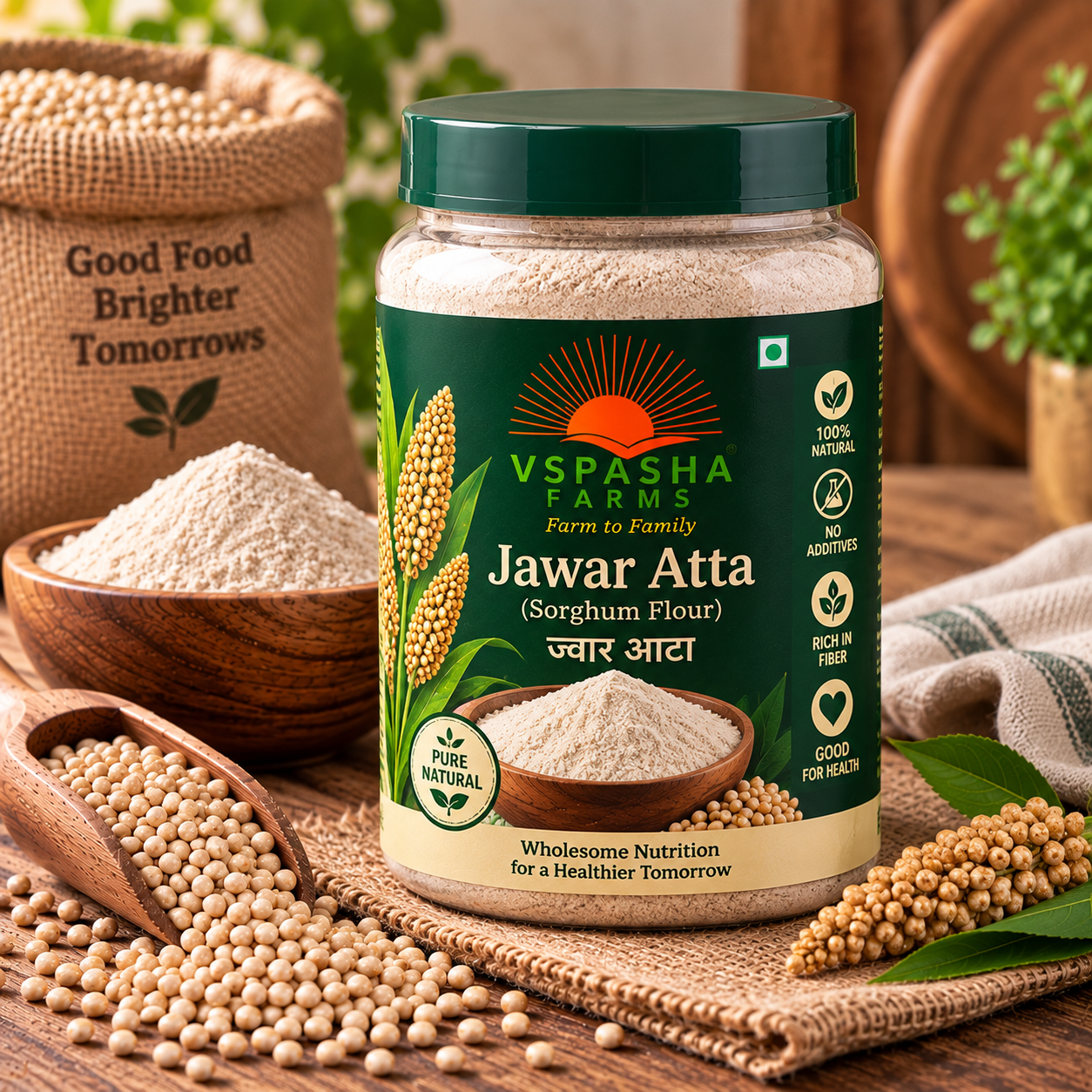 Vspasha Farms Joo Atta (Barley Flour) | 100% Natural & Pure Barley Flour | Rich in Fiber | No Additives | Premium Quality | Ideal for Roti, Sattu & Everyday Cooking  500Gm