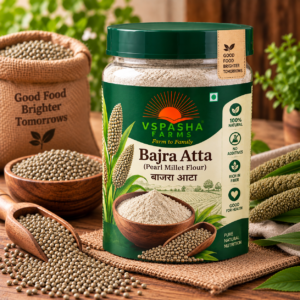 Vspasha Farms Bajra Atta (Pearl Millet Flour) | 100% Natural & Pure | Rich in Fiber | No Additives | Premium Quality | Ideal for Roti, Bhakri & Everyday Cooking 500Gm