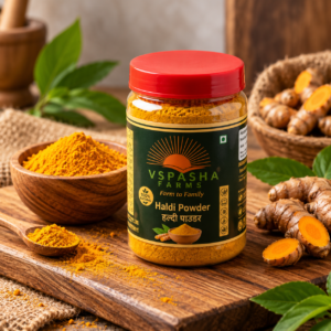 Vspasha Farms Pure Haldi Powder (Turmeric Powder) | 100% Natural Turmeric | Fresh & Aromatic | Chemical Free | No Added Preservatives | 200g